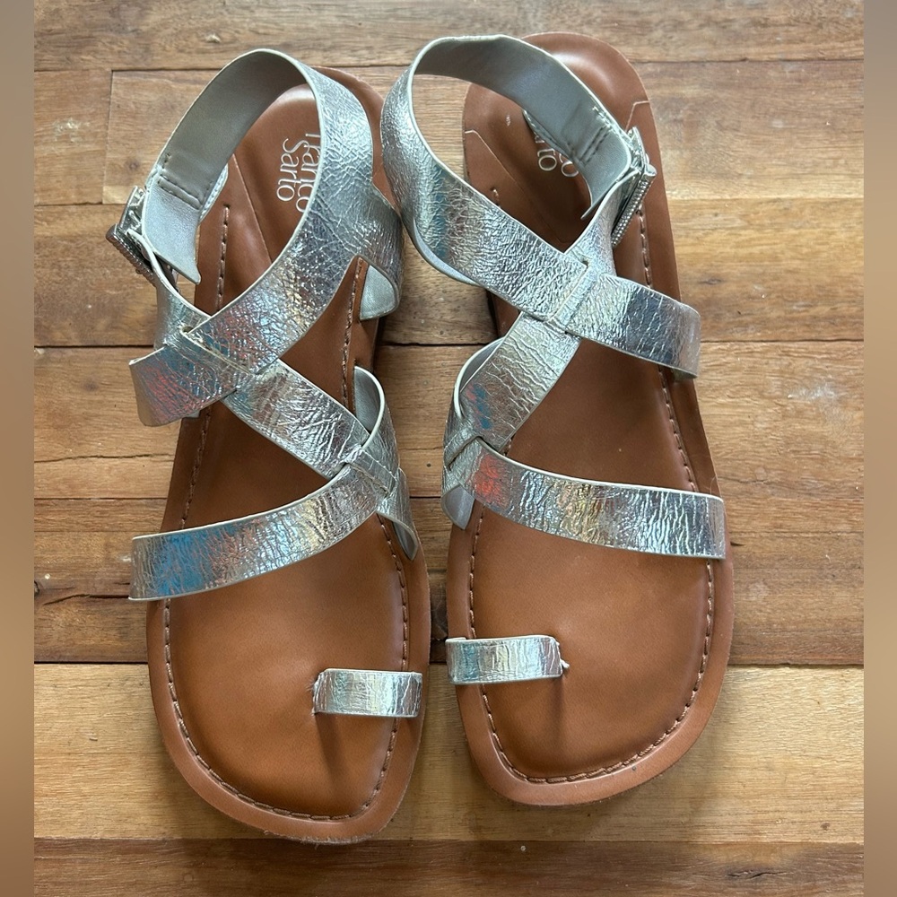 Franco Sarto Silver Strappy Sandals 9.5